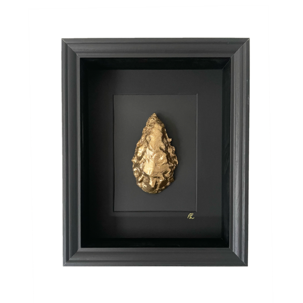 Gold - dichte oester ingelijst 28 x 23 cm zwart/zwart