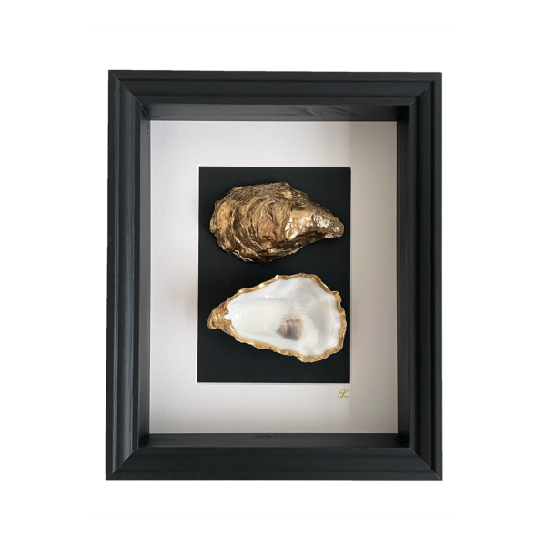 Gold / Natural - 2 oesters ingelijst 28 x 23 cm