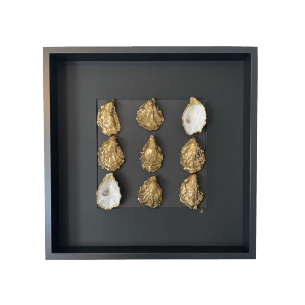 Luxury statement ‘Two of a kind’ #4B – ingelijste oesters 50 x 50 cm zwart